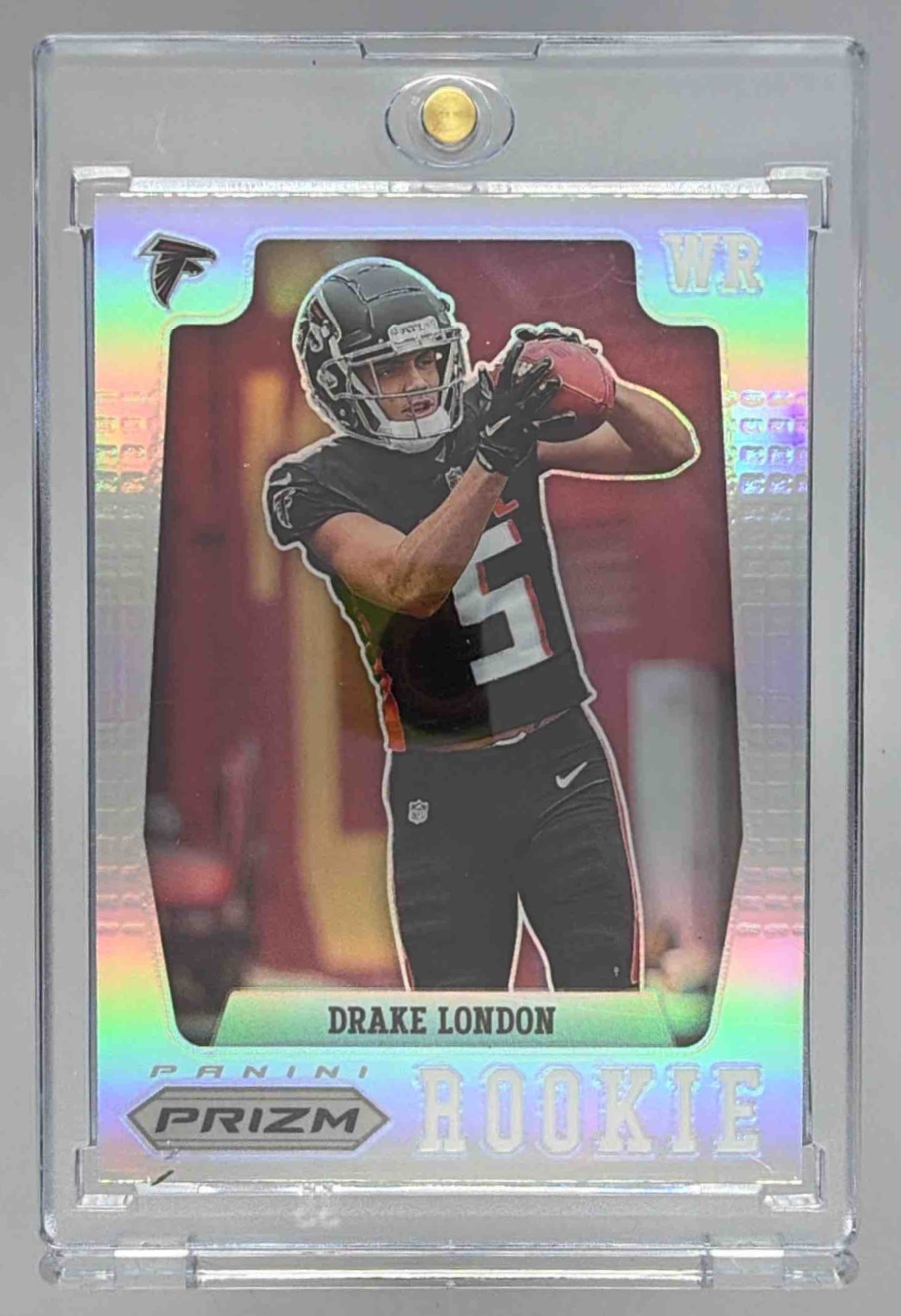 Card image for 2022 Panini Prizm Drake London Flashback Rookie Prizms Silver #PFR-4 RC Falcons