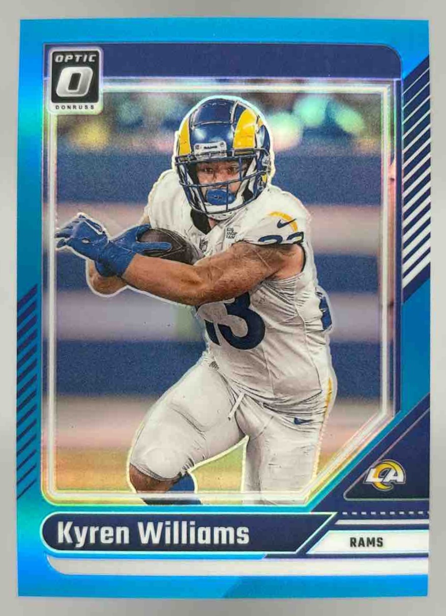 Card image for 2024 Panini Donruss Optic Kyren Williams Aqua /299 #114 Rams