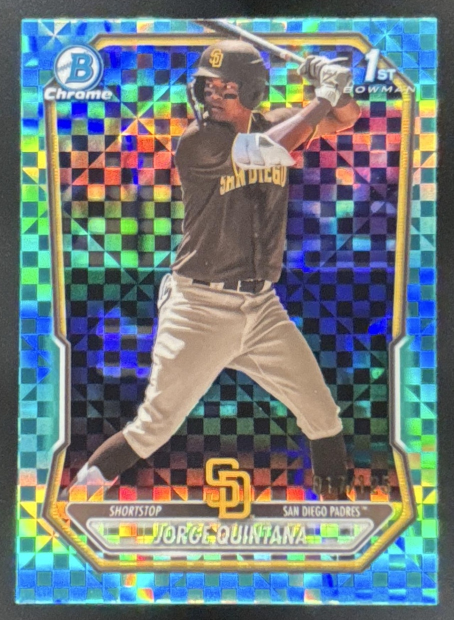 Card image for 2026 Bowman Jorge Quintana Chrome Aqua Geometric Refractor /125 1st Prospect