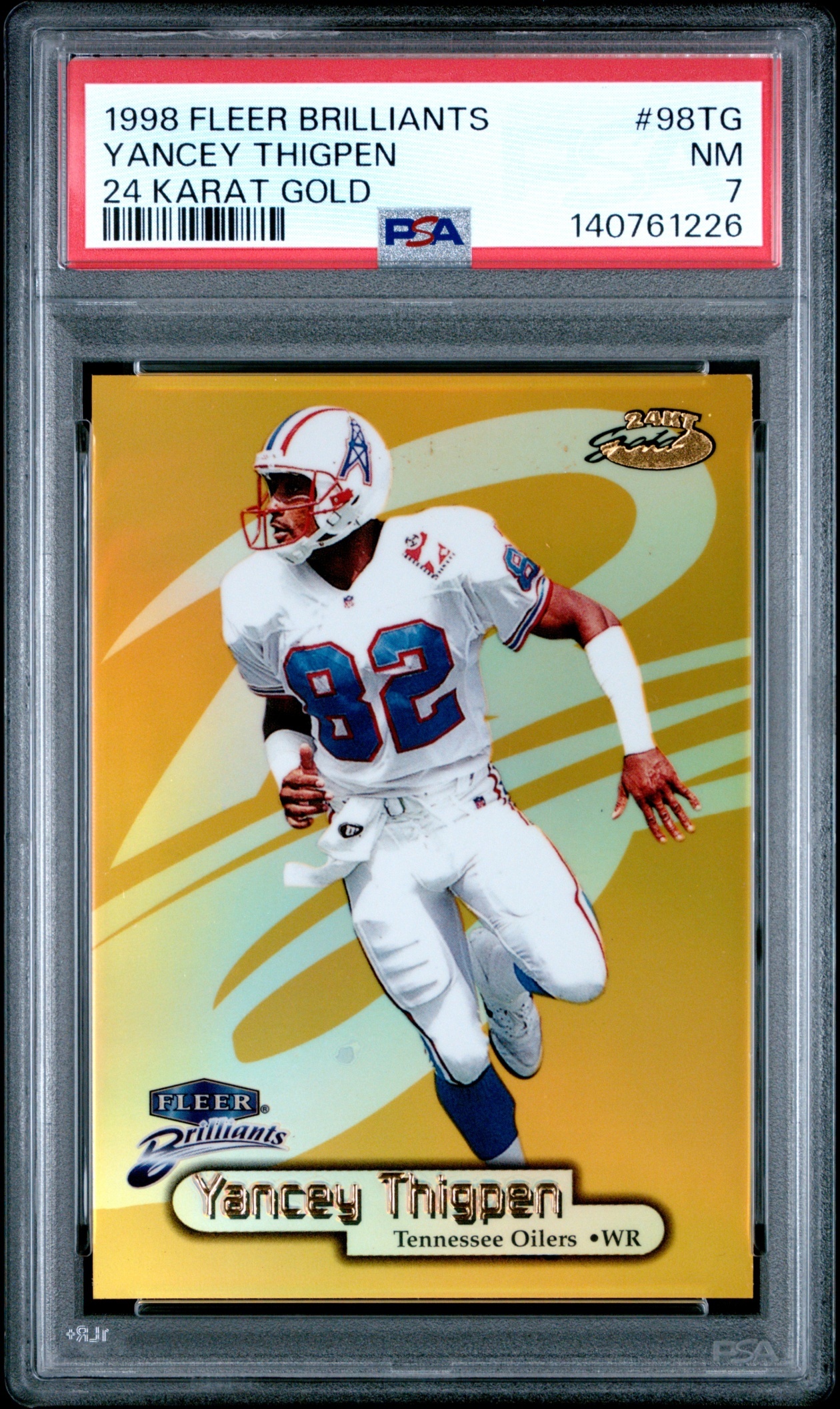 1998 Fleer Football Brilliants Yancey Thigpen 24 Karat Gold /24 #98TG PSA 7