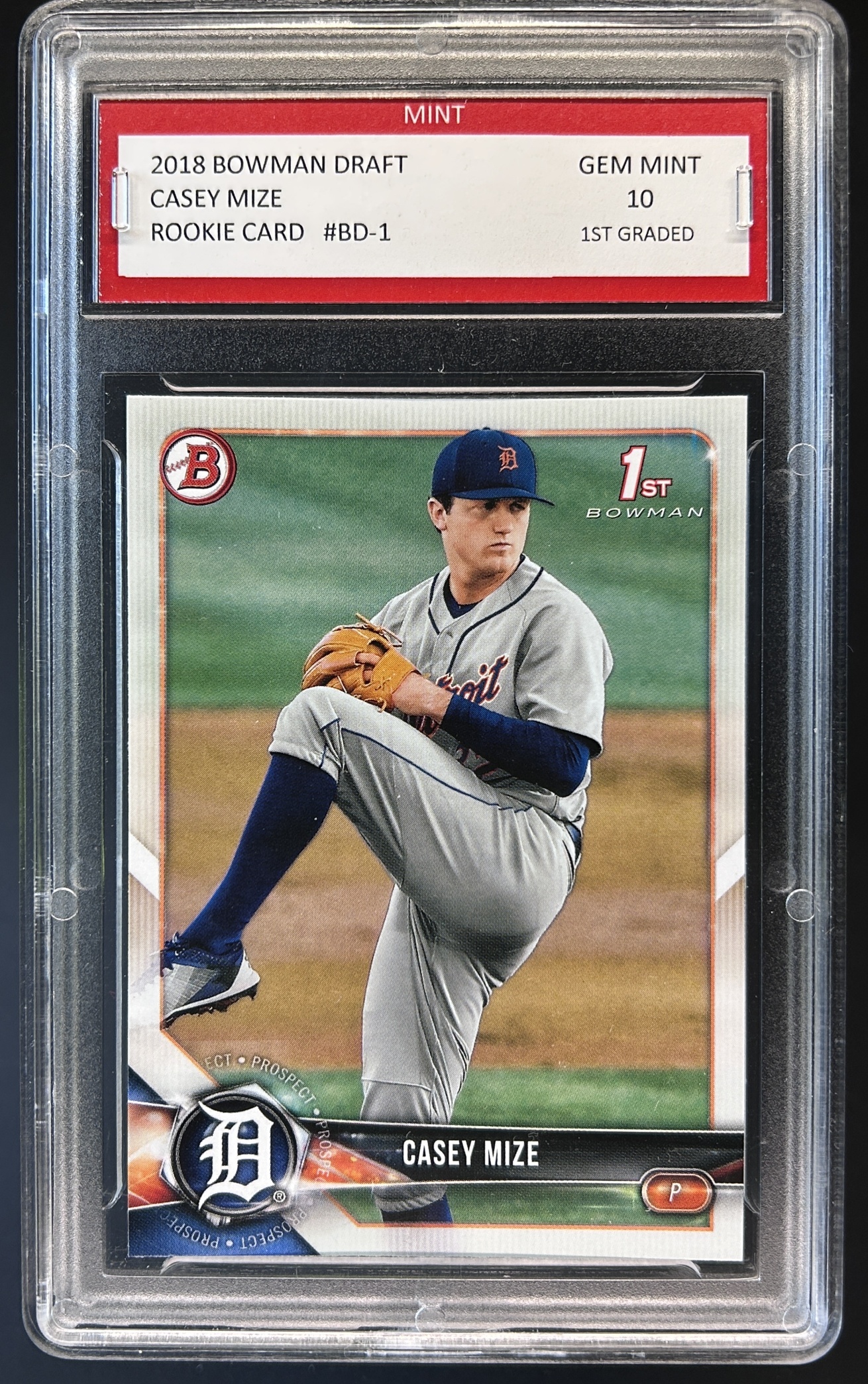 Card image for 2018 BOWMAN DRAFT CASEY MIZE #BD-1 1ST PROSPECT MINT 10 GEM MINT DETROIT TIGERS