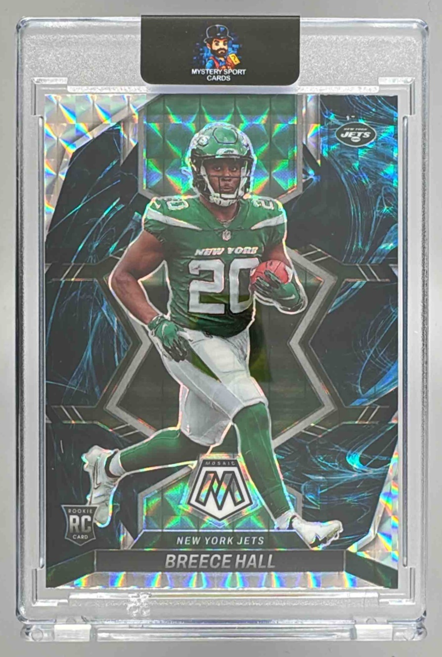Card image for 2022 Panini Football Mosaic Breece Hall Genesis #307 RC New York Jets