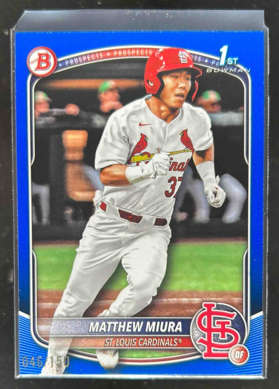 Card image for Matthew Miura 2025 Bowman Draft Blue Border /150