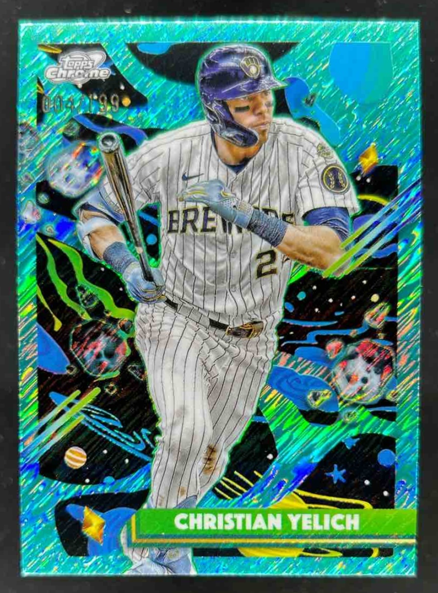 Card image for Christian Yelich 2025 Topps Cosmic Chrome Aqua Equinox Refractor /199