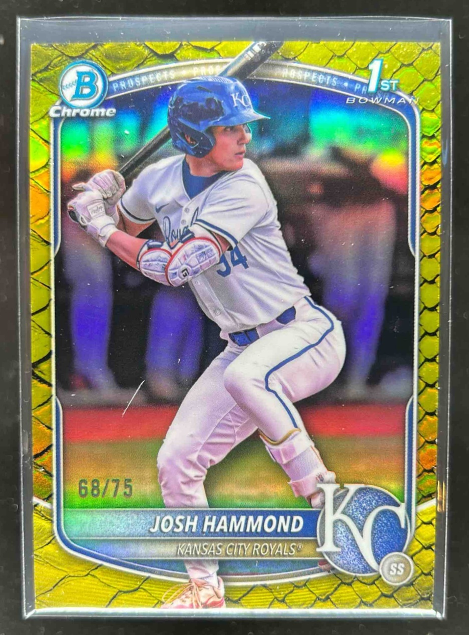 Card image for Josh Hammond 2025 Bowman Draft Chrome Yellow Reptilian Refractor /75