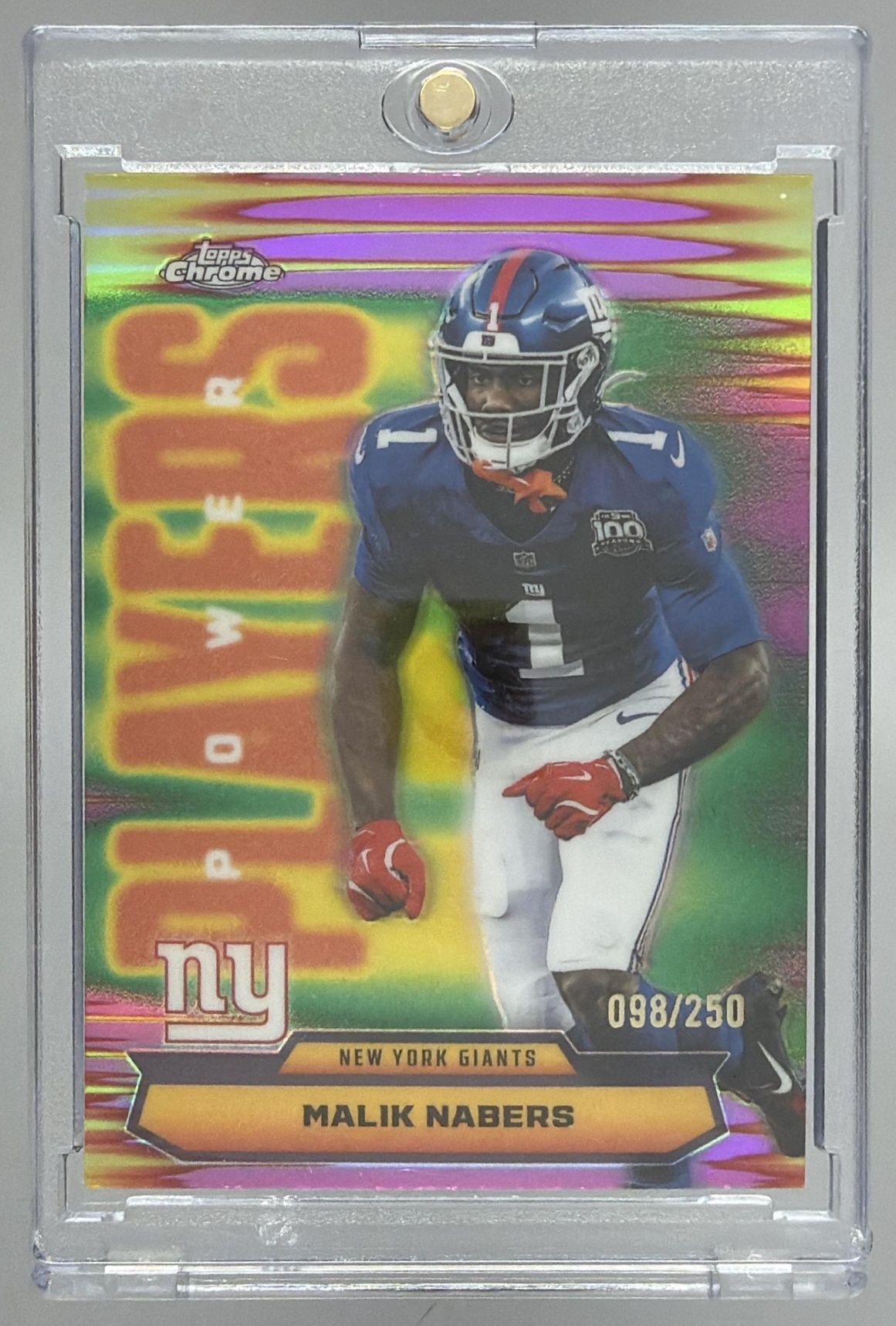 Card image for 2025 Topps Chrome Malik Nabers Power Players Pink Refractor /250 #PP-25 Giants