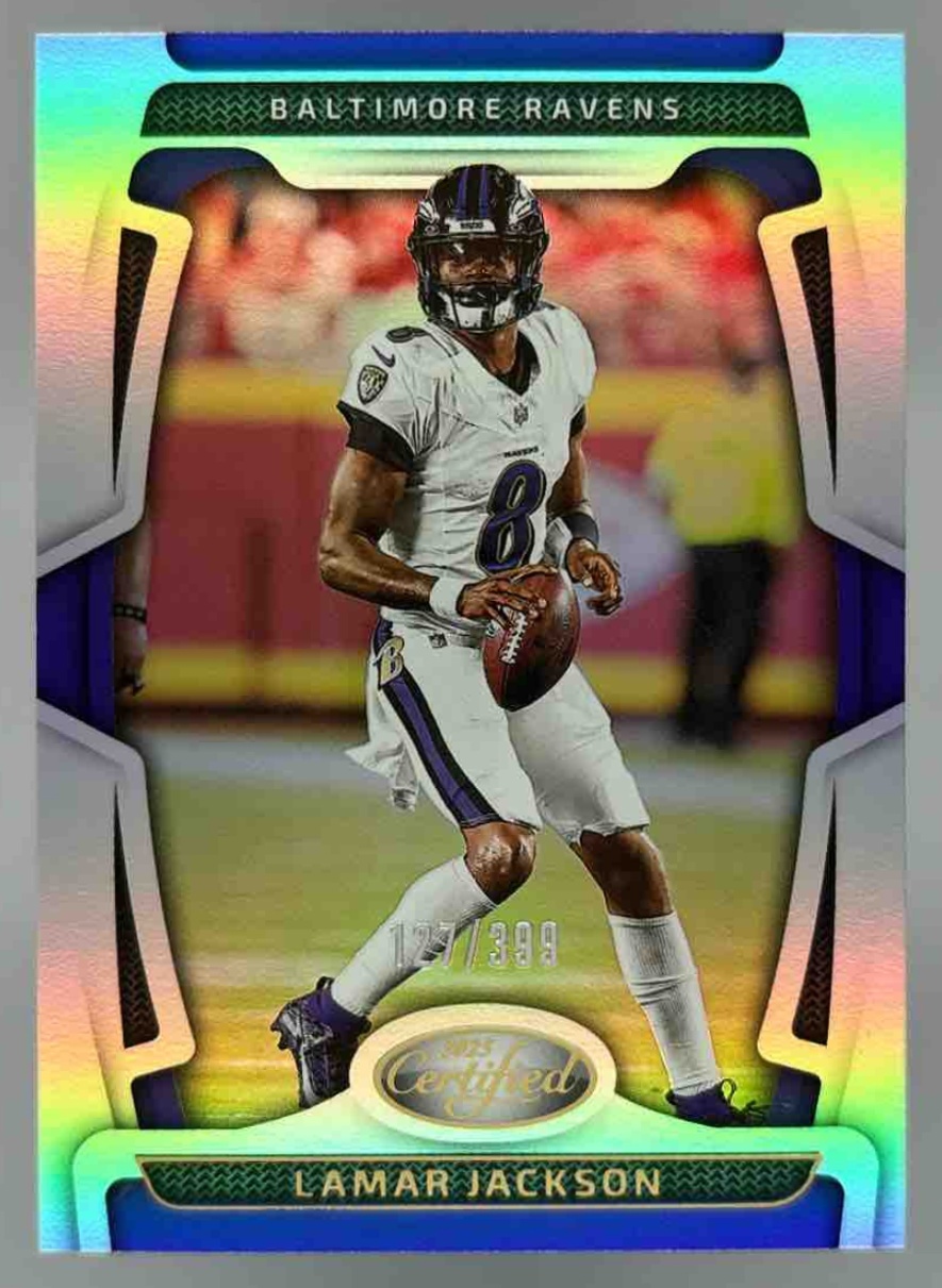 Card image for 2023 Panini Football Certified Lamar Jackson #65 Baltimore Ravens