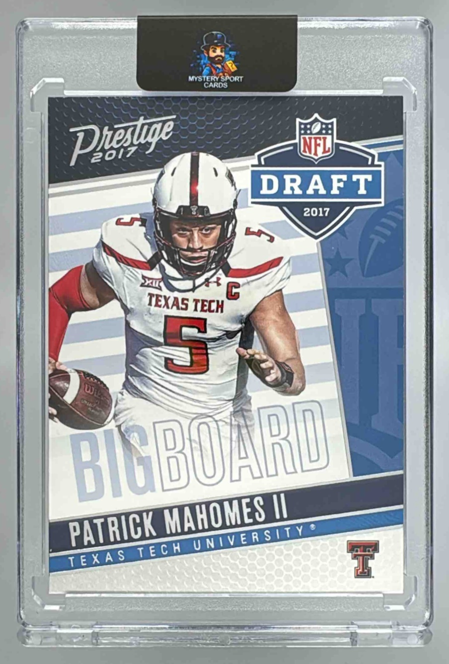 Card image for 2017 Panini Football Prestige Patrick Mahomes II Draft Big Board #1 RC