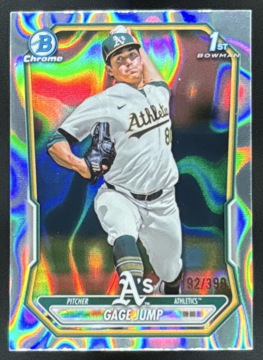 Card image for Gage Jump 2026 Bowman Lava Refractor /399 Chrome Prospects Athletics