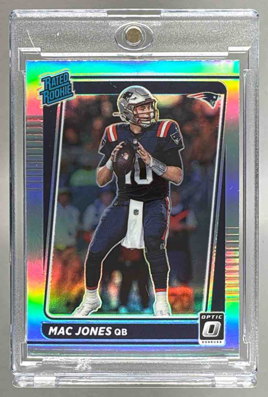 Card image for 2021 Panini Donruss Optic Holo Mac Jones #206 RC Rated Rookie Patriots