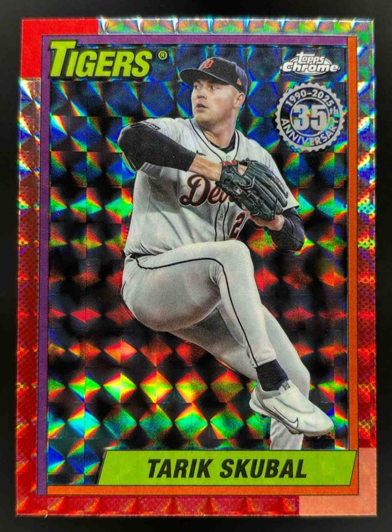Card image for 2025 Topps Chrome Update Tarik Skubal 1990 Geometric Refractor #90CU-10 Tigers