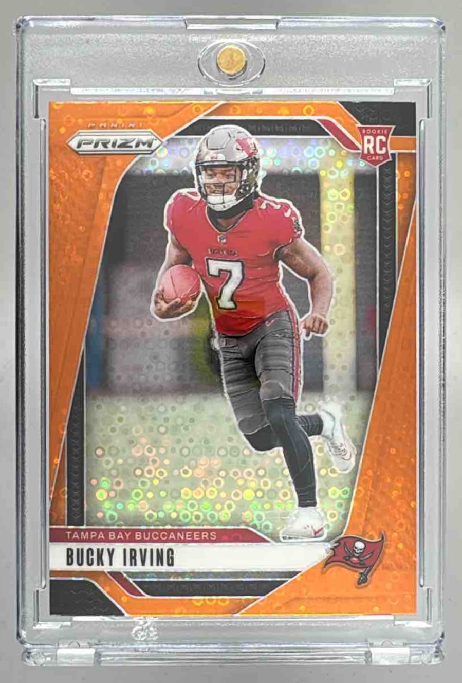 Card image for 2024 Panini Prizm Bucky Irving Orange Disco #316 RC Buccaneers