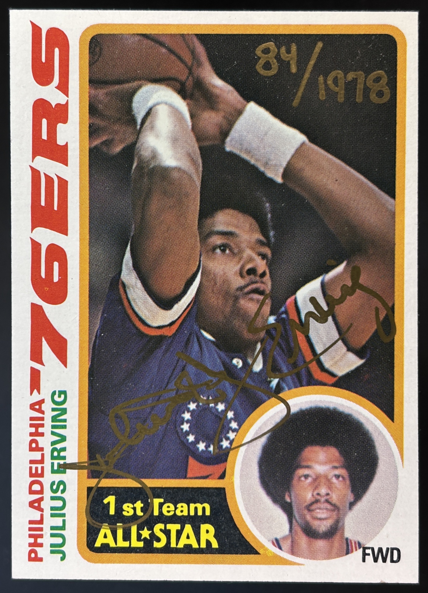 Card image for 1978-79 TOPPS JULIUS ERVING #130 SIGNED AUTO #'D SIGNATURE WITH LOA. ALL-STAR PHILADELPHIA 76ERS.