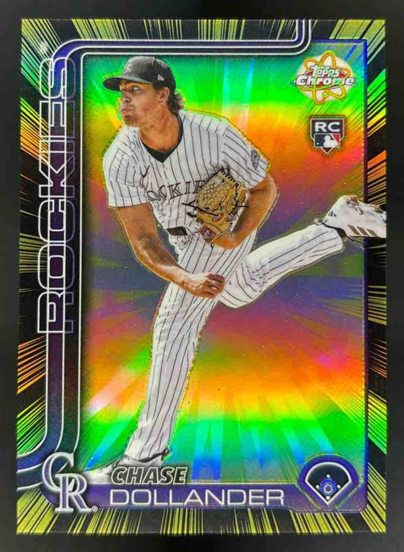 Card image for 2025 Topps Chrome Update Chase Dollander Radiating Rookie #RR-24 RC Rockies