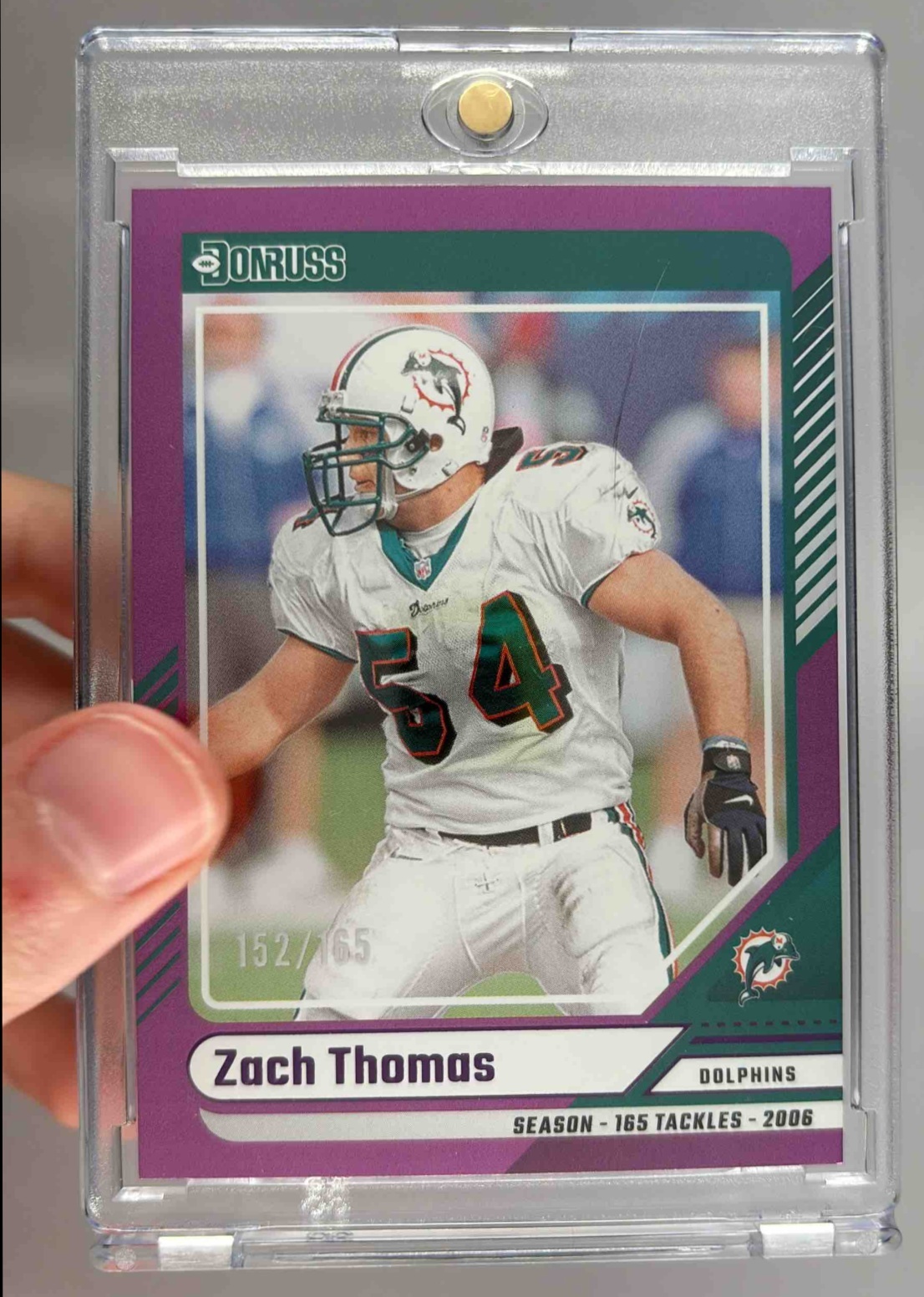 Card image for 2024 Panini Football Donruss Zach Thomas Press Proof Purple #234 Miami Dolphins