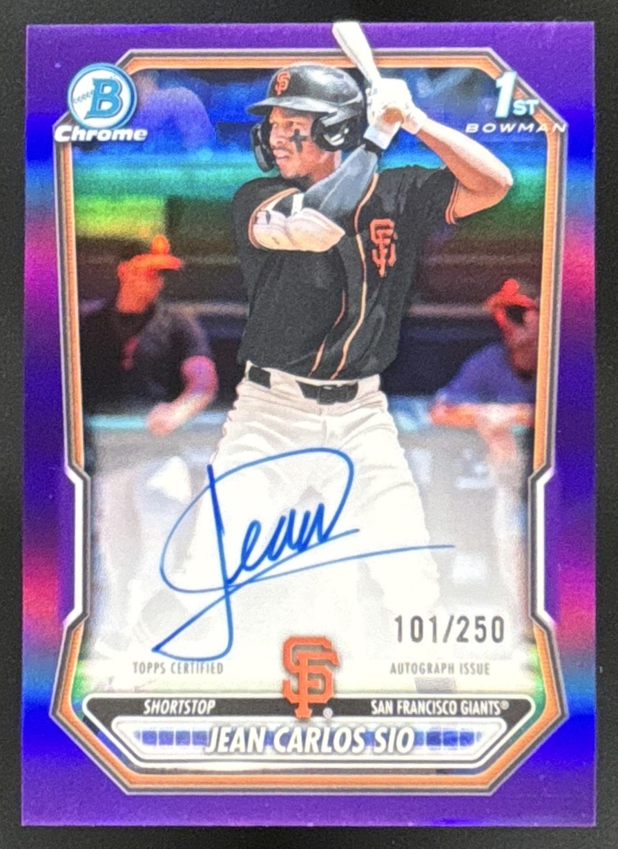 Card image for 2026 Bowman Jean Carlos Sio Chrome Auto Purple Refractor /250 1st Prospect