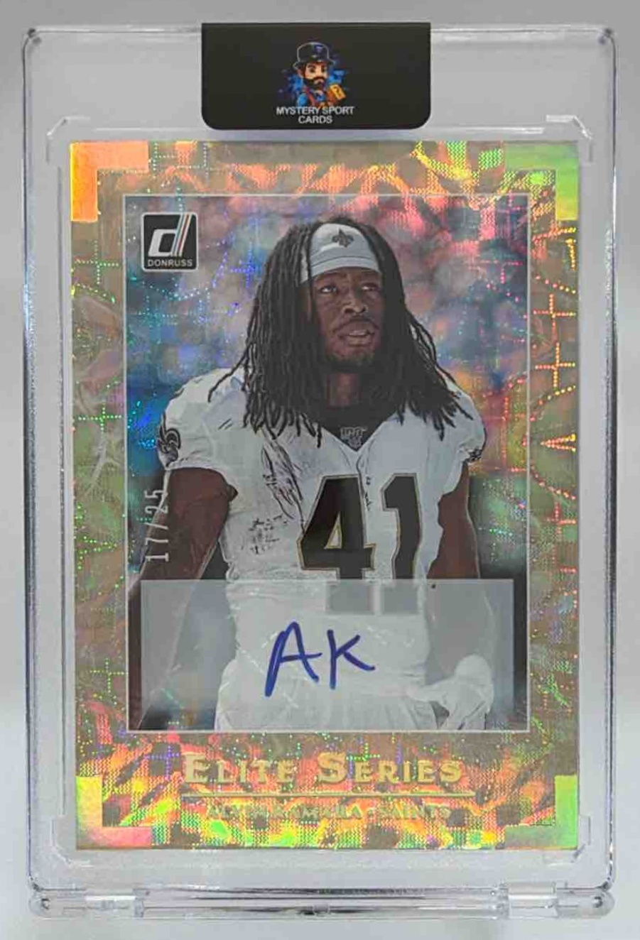 Card image for 2020 Panini Donruss Alvin Kamara Elite Series Auto /25 #ES-AK Saints