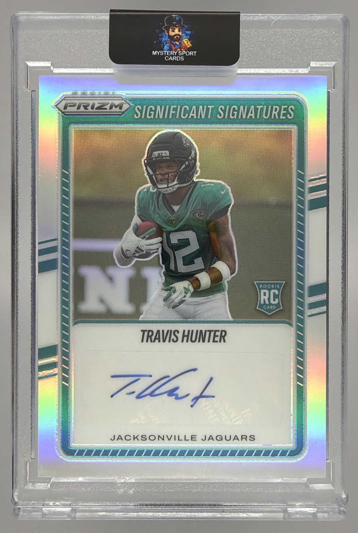 Card image for 2025 Panini Prizm Travis Hunter Significant Signatures #SSI-THR RC Auto Jaguars