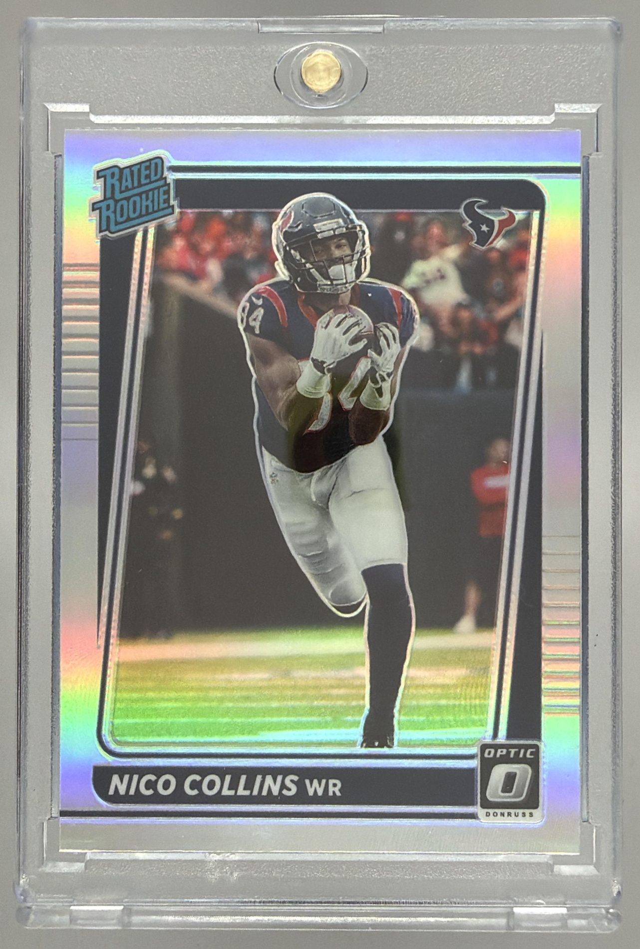 Card image for 2021 Panini Donruss Nico Collins Optic Rated Rookie Preview Holo #P-280 RC Texans