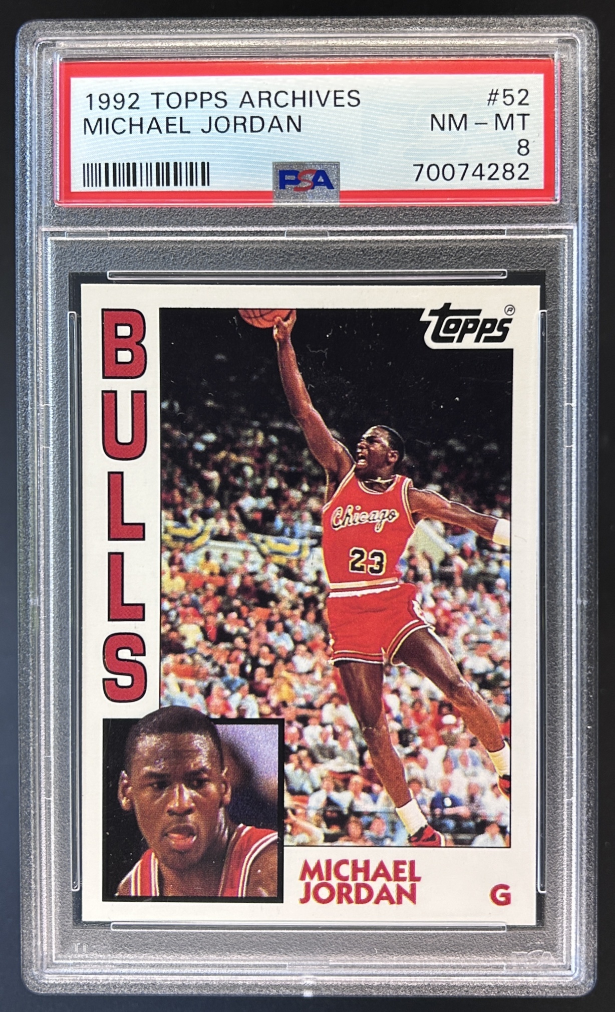 Card image for 1992-93 TOPPS ARCHIVES MICHAEL JORDAN #52 PSA 8 CHICAGO BULLS 1984 ARCHIVES WHAT IF ROOKIE RC