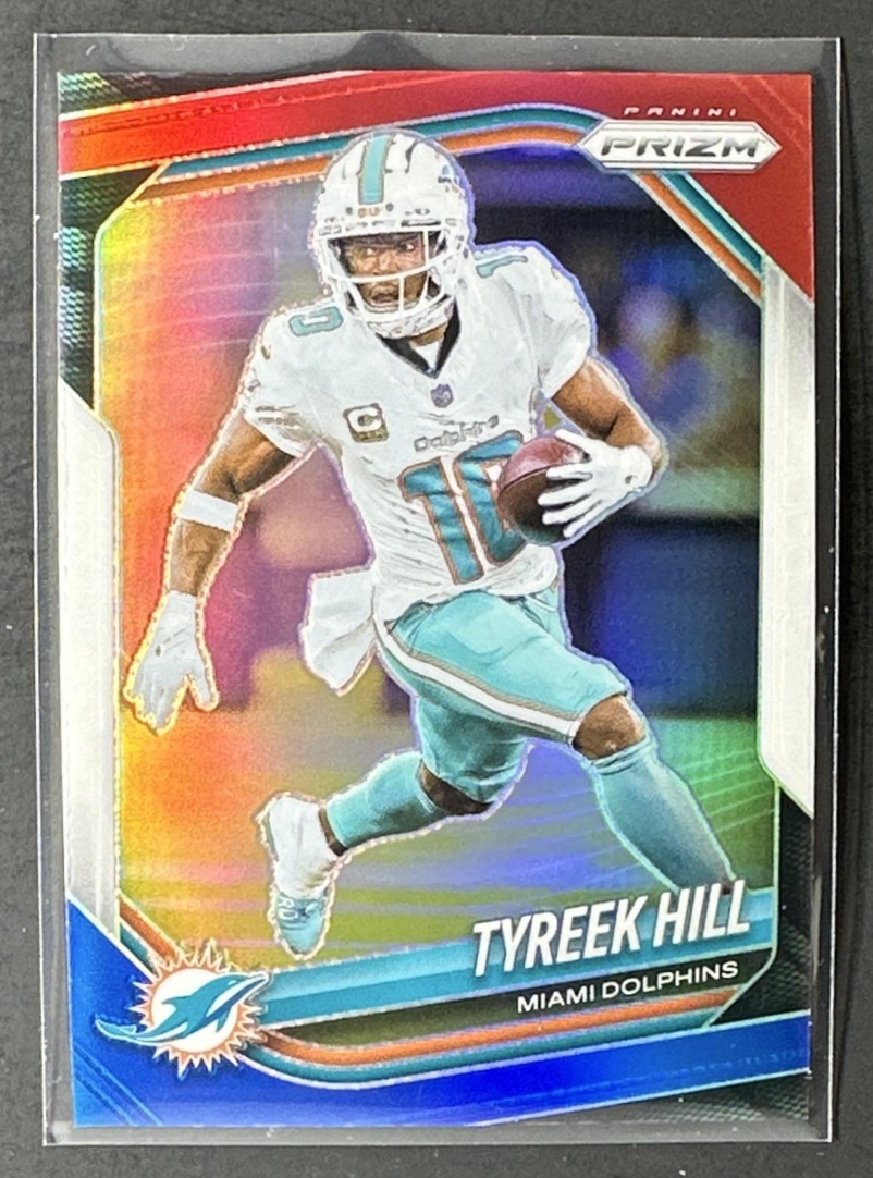 Card image for 2025 Panini Prizm Tyreek Hill #249 Red White & Blue Dolphins