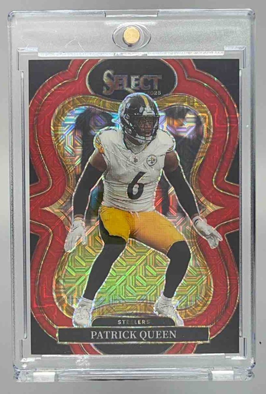 Card image for 2025 Panini Select Patrick Queen Suite Level Red Prizm /49 #353 Steelers