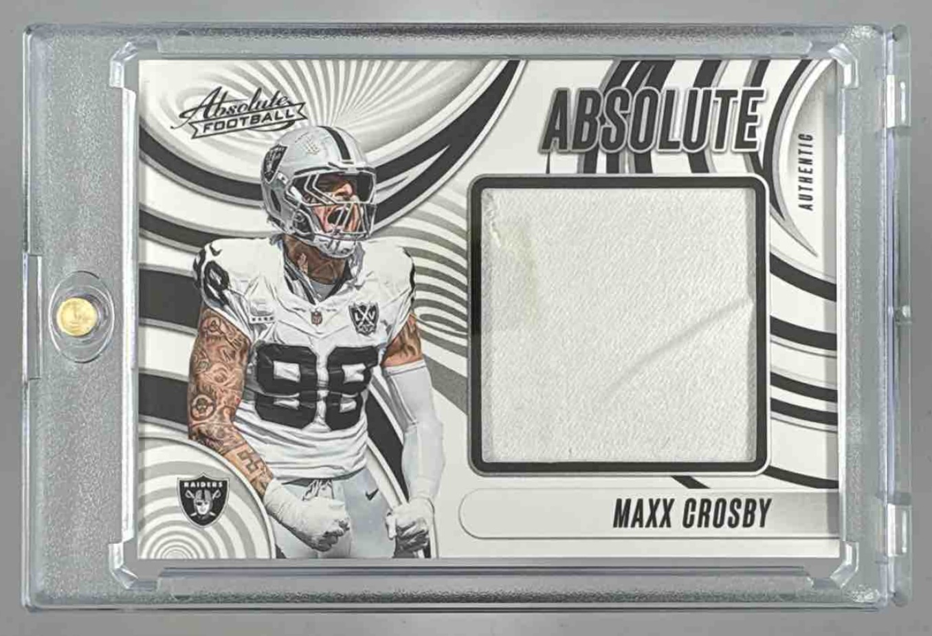 Card image for 2025 Panini Football Absolute Maxx Crosby Jumbos #AJ-MCY MEM Las Vegas Raiders