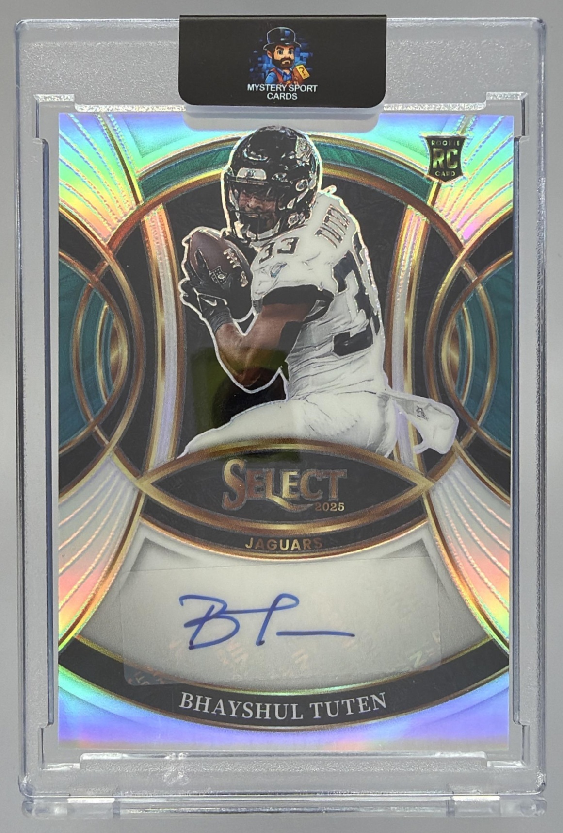 Card image for 2025 Panini Select Bhayshul Tuten Rookie Signatures Silver Prizm #RSI-BTN RC Auto Jaguars