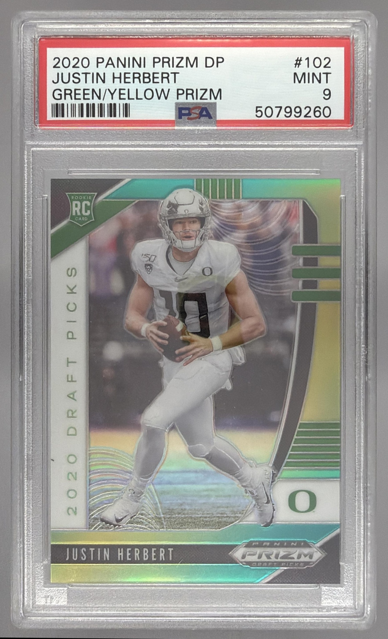 Card image for 2020 Panini Chronicles Draft Picks Justin Herbert Select #4 RC Ducks