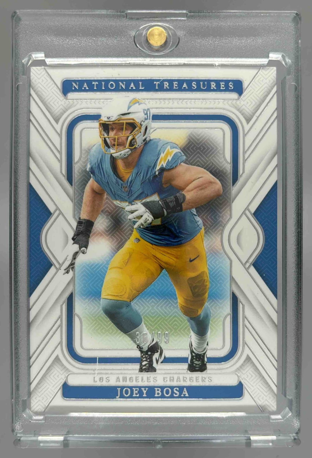 Card image for 2024 Panini Football National Treasures Joey Bosa /99 #56 Los Angeles Chargers