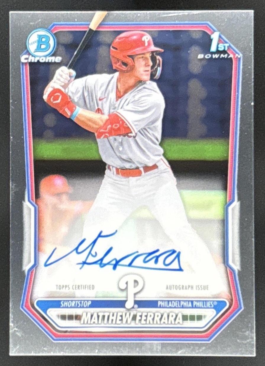 Card image for Matthew Ferrara 2026 Bowman Chrome Prospect Auto Philadelphia Phillies