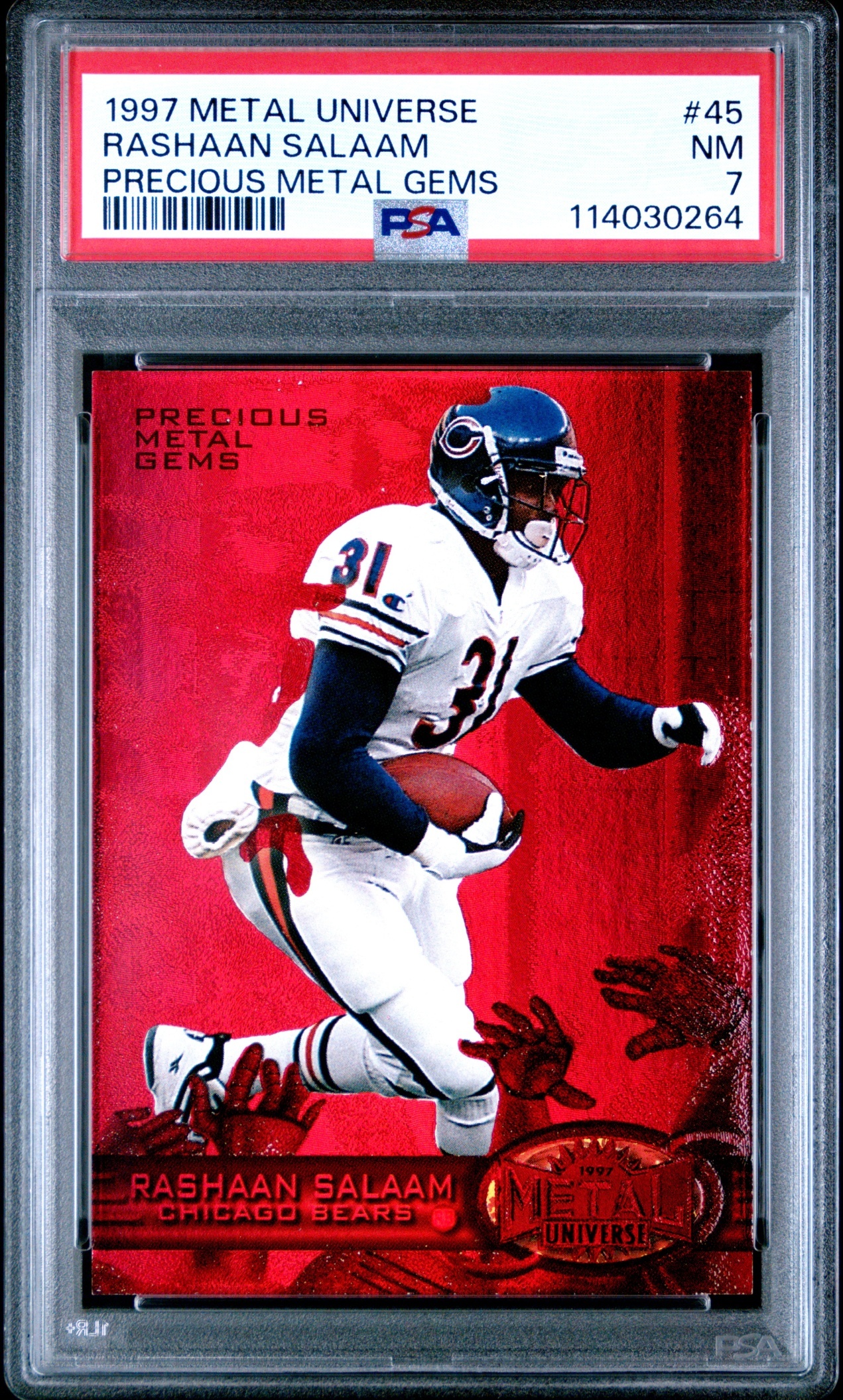 1997 Skybox Metal Universe Rashaan Salaam Precious Gems /150 #45 Bears PSA 7