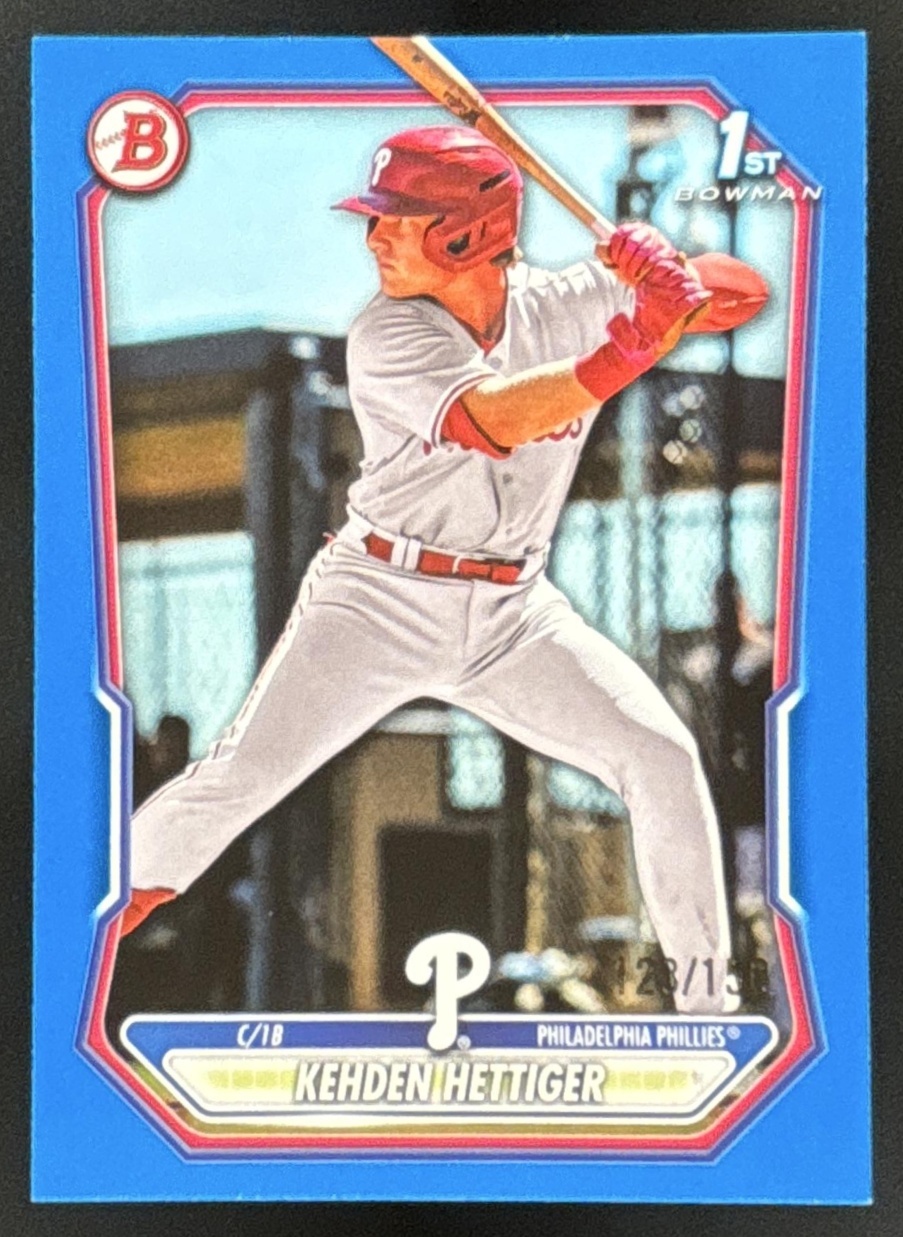 Card image for Kehden Hettiger 2026 Bowman Blue Border /150 Prospects Philadelphia Phillies