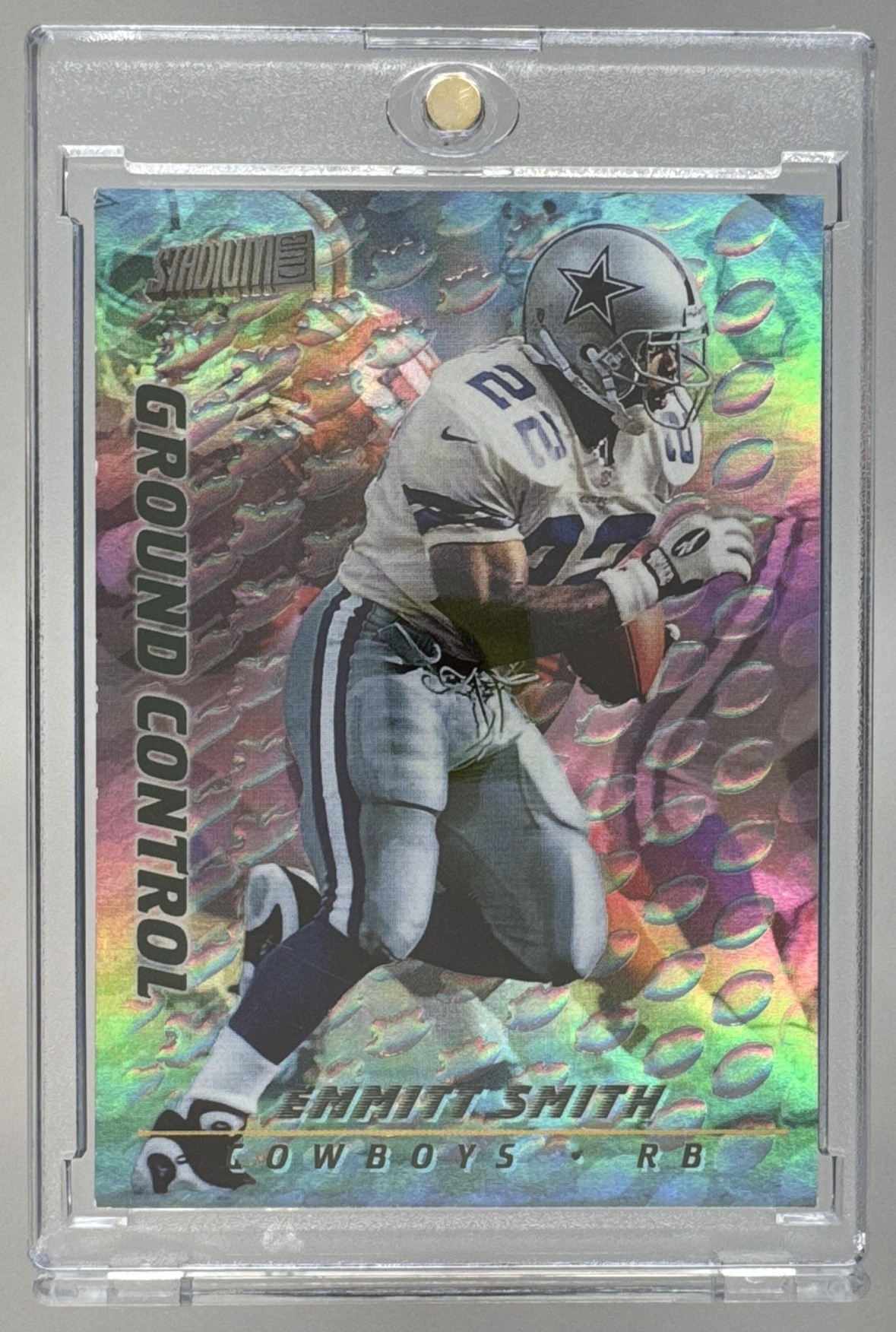 Card image for 1998 Topps Football Stadium Club Emmitt Smith Chrome #SCC6 Dallas Cowboys