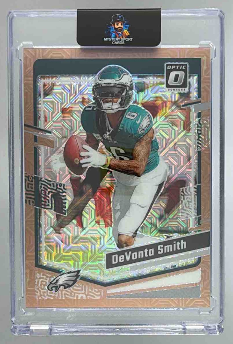 Card image for 2023 Panini Donruss Optic DeVonta Smith Bronze Mojo Prizm /35 #156 Eagles