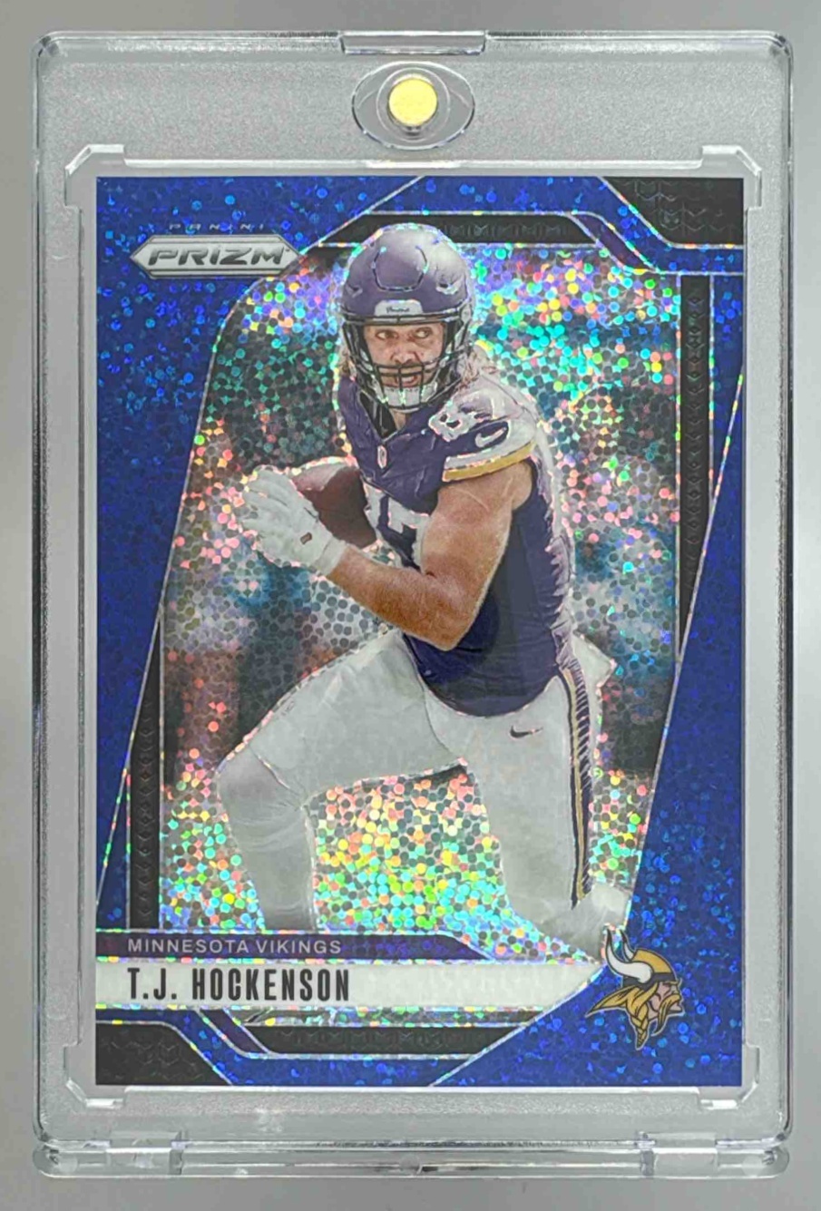 Card image for 2024 Panini Prizm T.J. Hockenson Blue Sparkle /96 #188 Vikings
