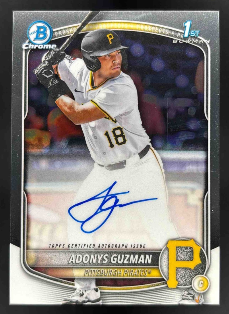 Card image for 2025 Bowman Draft Adonys Guzman Chrome Prospect Auto #CPA-AG Pirates