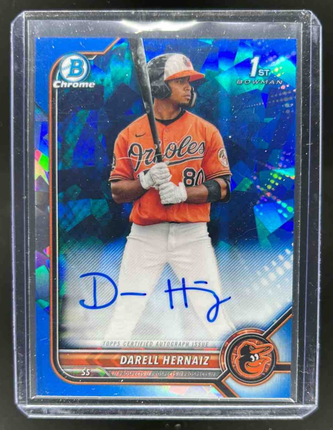 Darell Hernaiz 2022 Bowman Baseball Sapphire Chrome Auto Baltimore Orioles