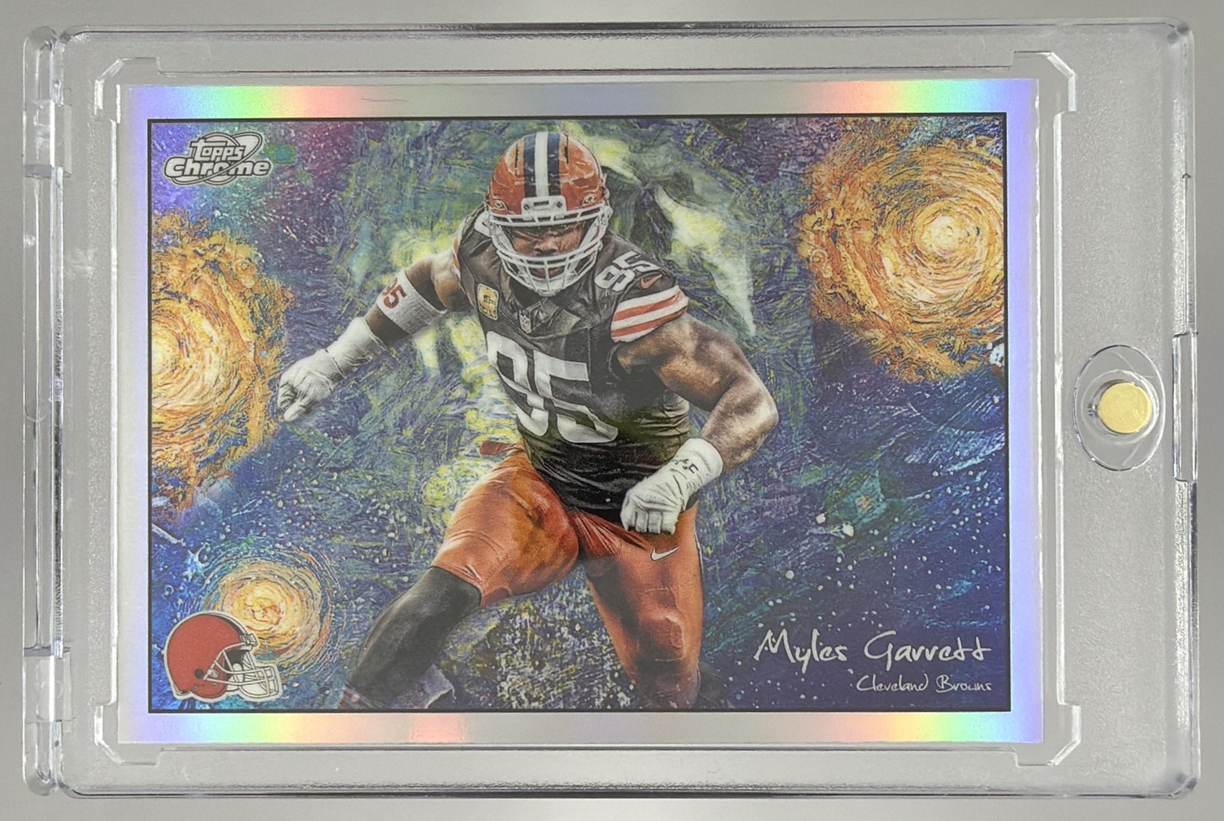 Card image for 2025 Topps Cosmic Chrome Myles Garrett Stars In The Night #STN-23 Browns