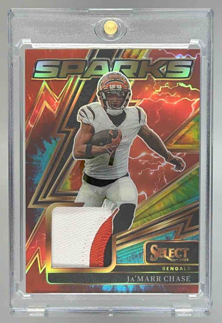 Card image for 2025 Panini Select Ja'Marr Chase On Target Tie-DyePrizm /25 #7 Bengals