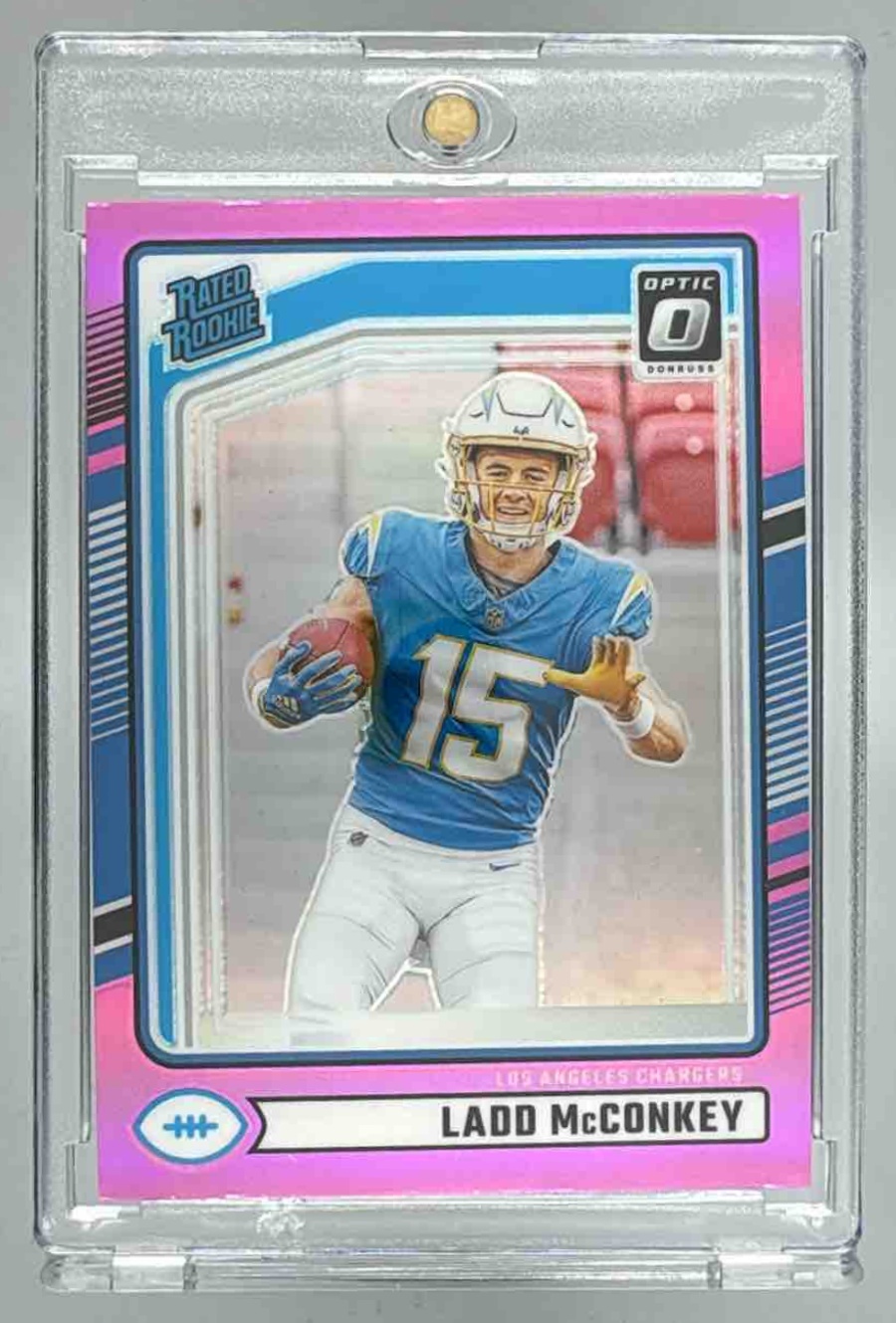 Card image for 2024 Panini Donruss Ladd McConkey #328 RC Rated Rookie Chargers
