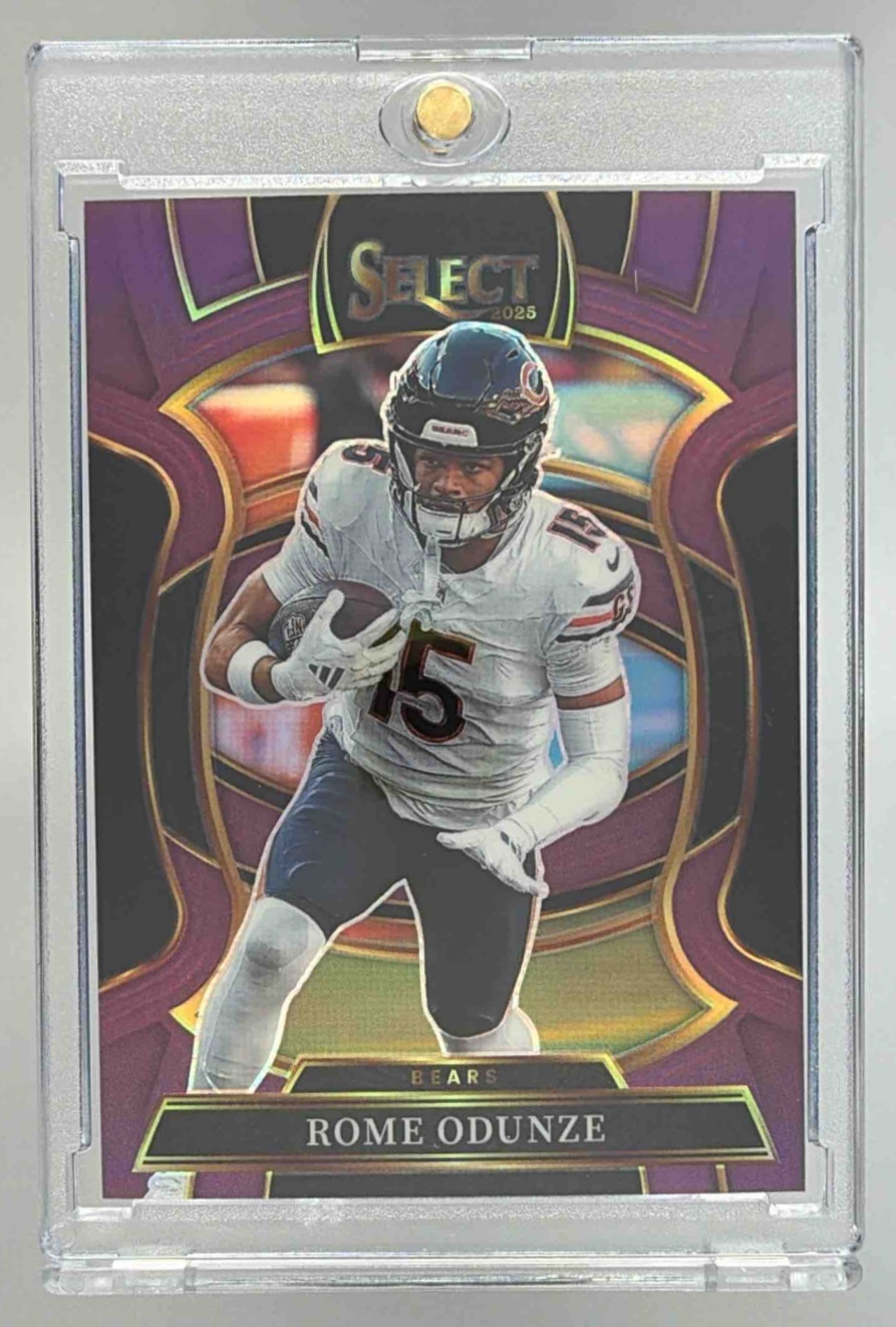 Card image for 2025 Panini Select Rome Odunze Concourse Purple Prizm /75 #74 Bears