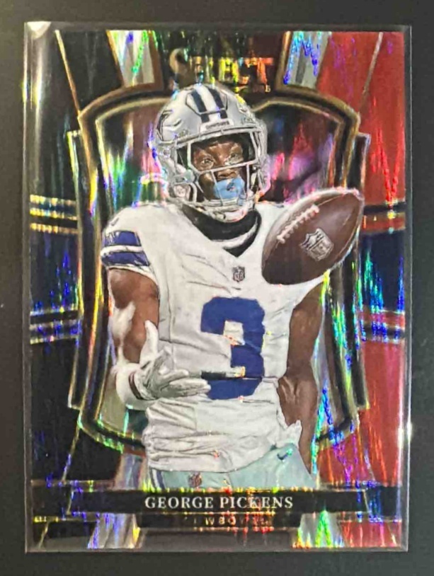 Card image for 2025 Panini Select George Pickens #197 Premier Level Black and Red Prizm Shock