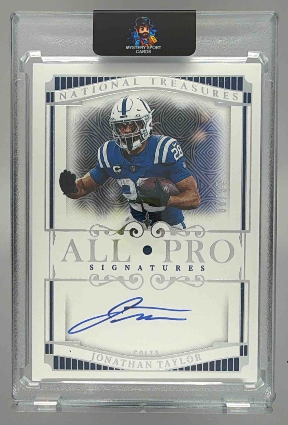 Card image for 2025 Panini National Treasures Jonathan Taylor Genre Graphs Auto /99 #GG-JTR Colts