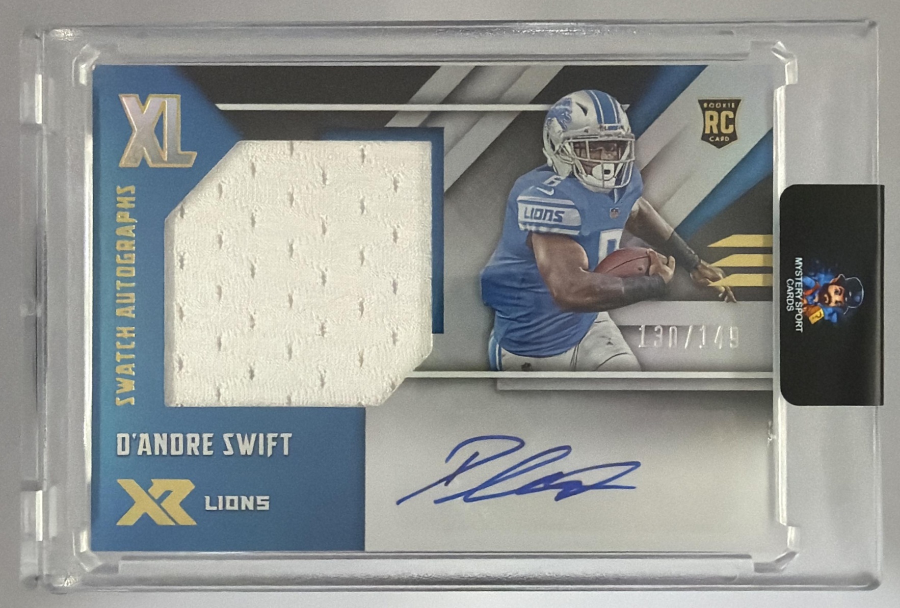 Card image for 2020 Panini XR D Andre Swift Rookie XL Swatch Auto /149 #RXL-DS RC Lions