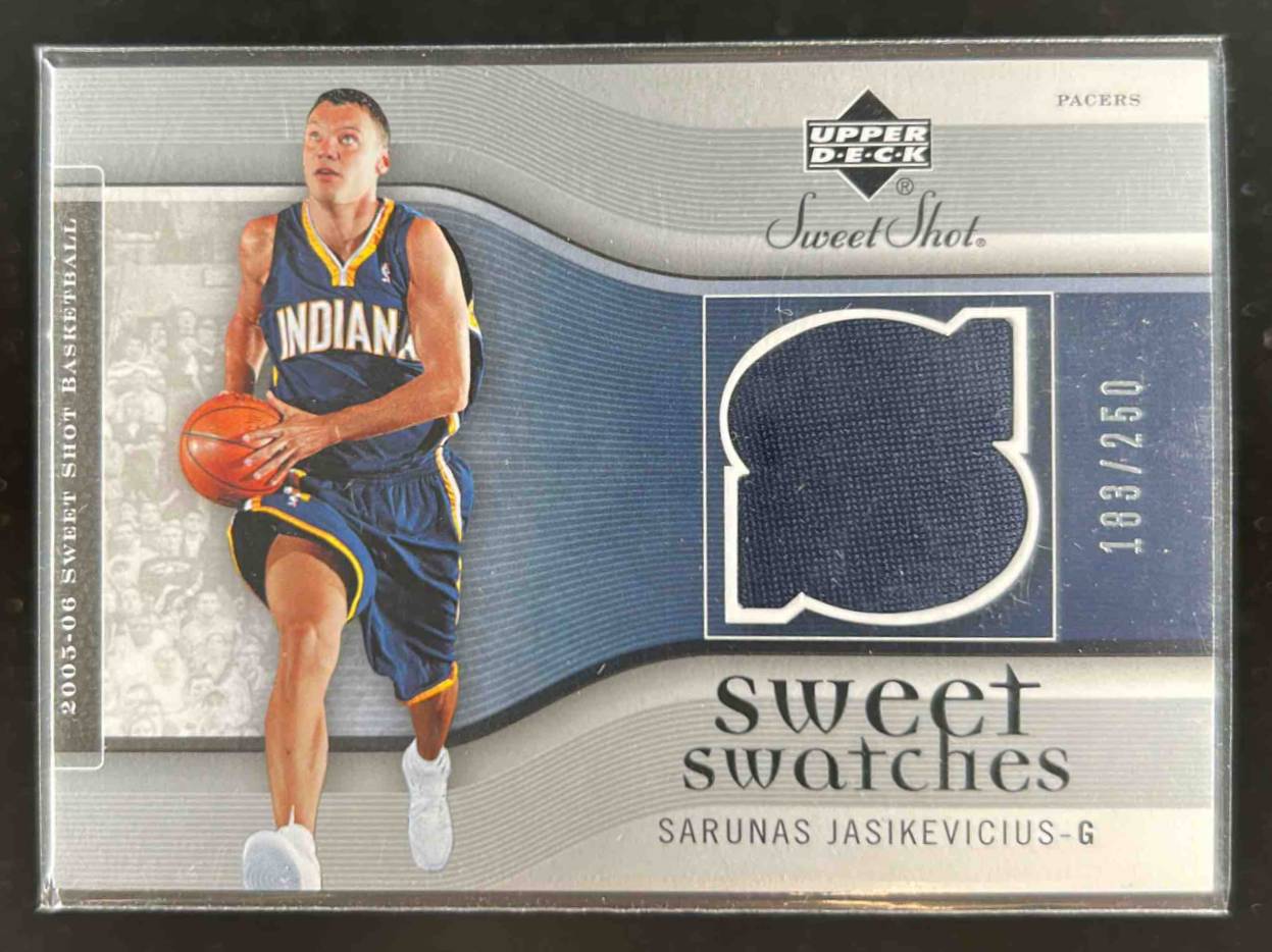 Card image for 2005-06 Upper Deck Sweet Shot Sarunas Jasikevicius Swatches /250 #SW-SJ RC