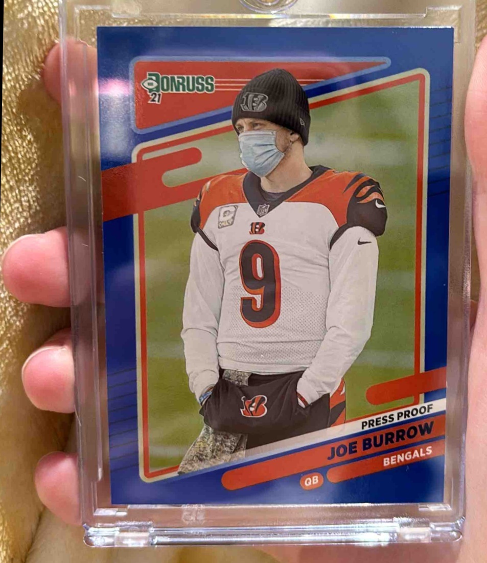 Card image for 2021 Panini Donruss Joe Burrow Press Proof Premium #211b Bengals