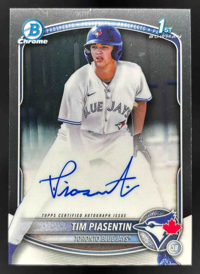 Card image for 2025 Bowman Draft Tim Piasentin Chrome Prospect Auto #CPA-TP Blue Jays