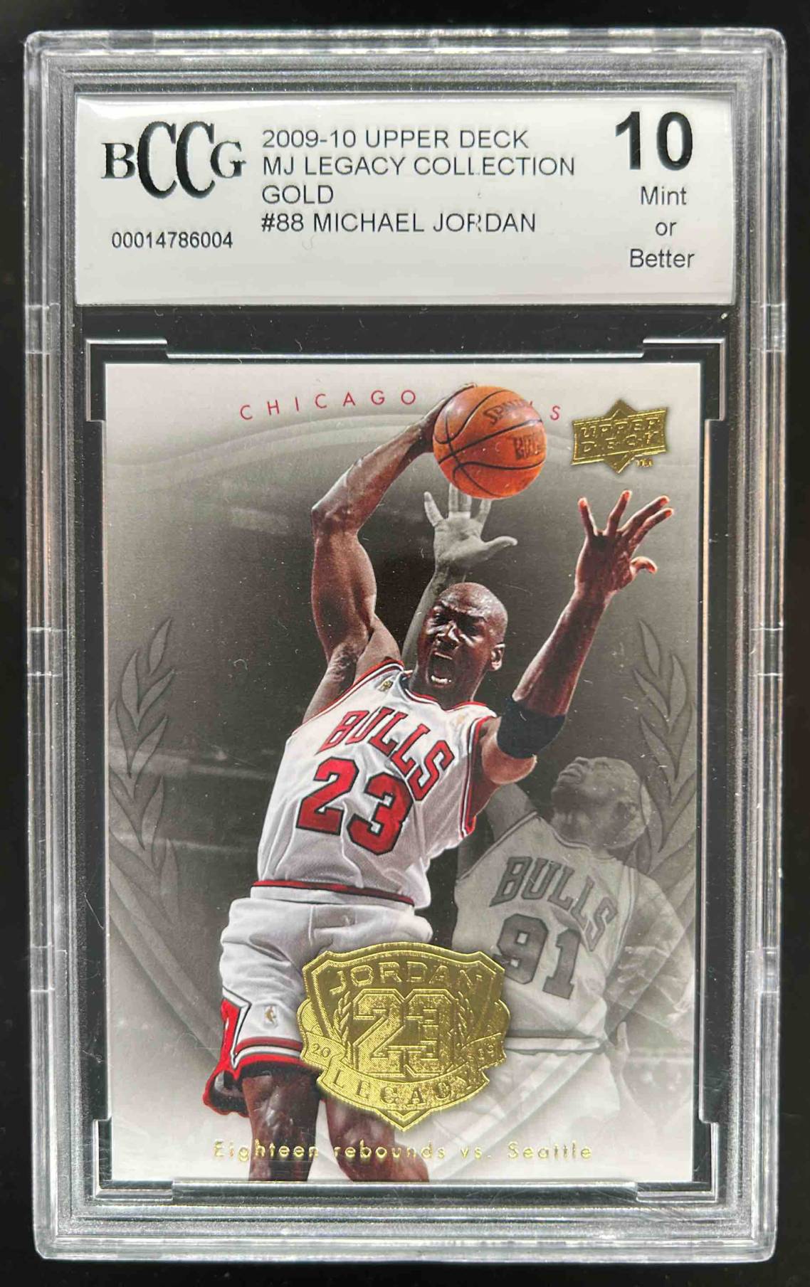Card image for 2009-10 MICHAEL JORDAN LEGACY COLLECTION HALL OF FAME EDITION #88 BCCG 10