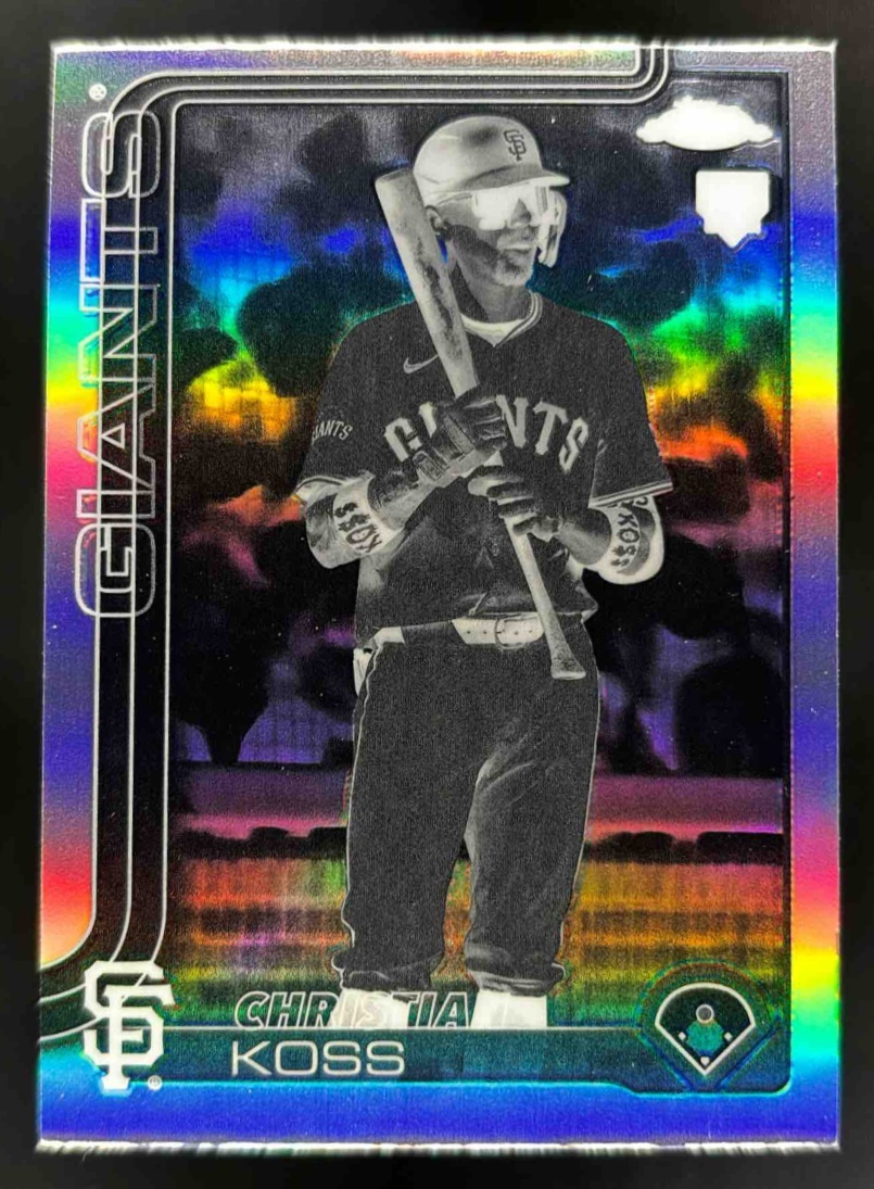 Card image for 2025 Topps Chrome Update Christian Koss Negative Refractor #USC26 RC Giants